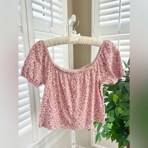 American Eagle Floral Boho Puff Short Sleeve Top Size Small NWT